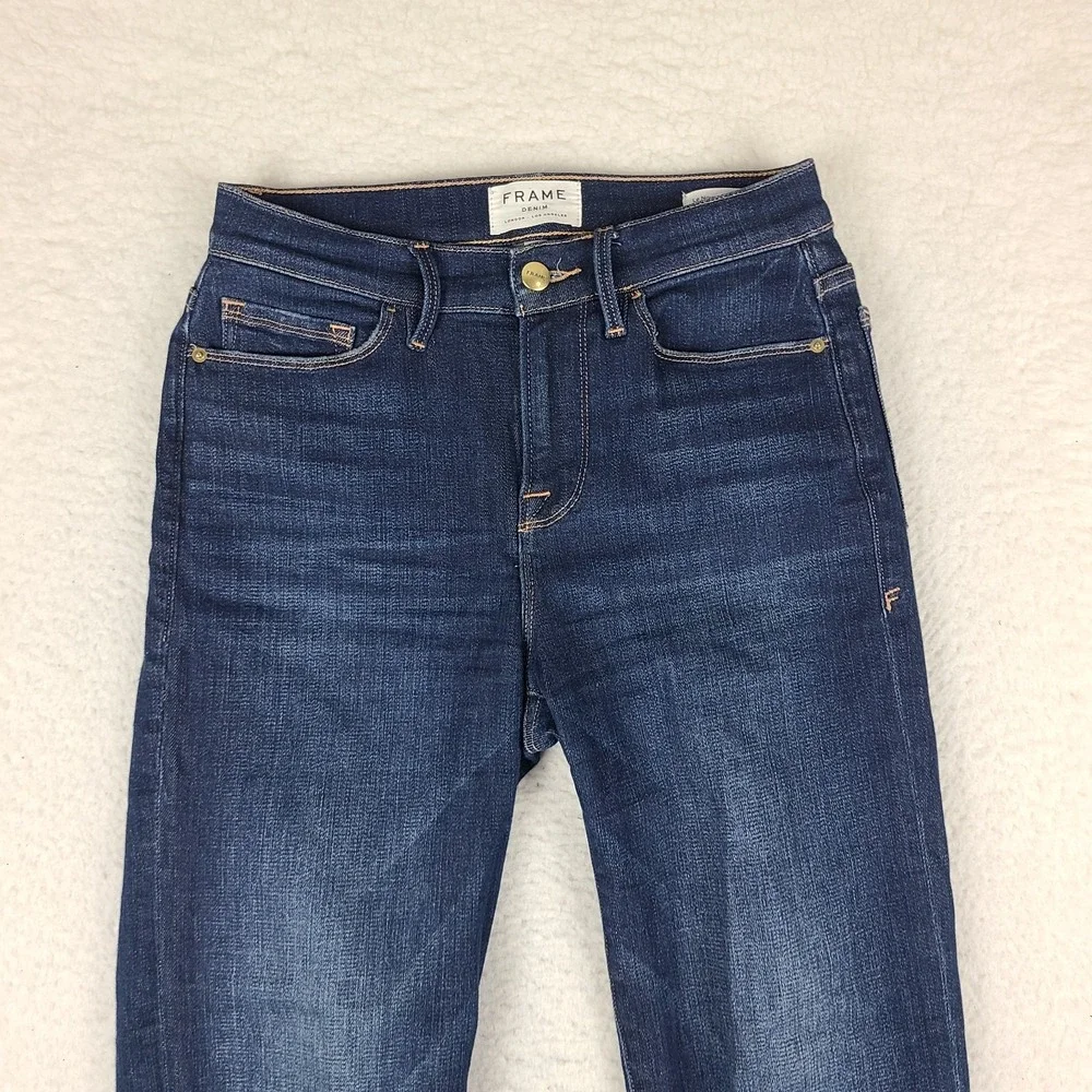 FRAME Jeans Womens 26x27 Blue Le Nouveau Straight Dark Wash Denim - Picture 3 of 14